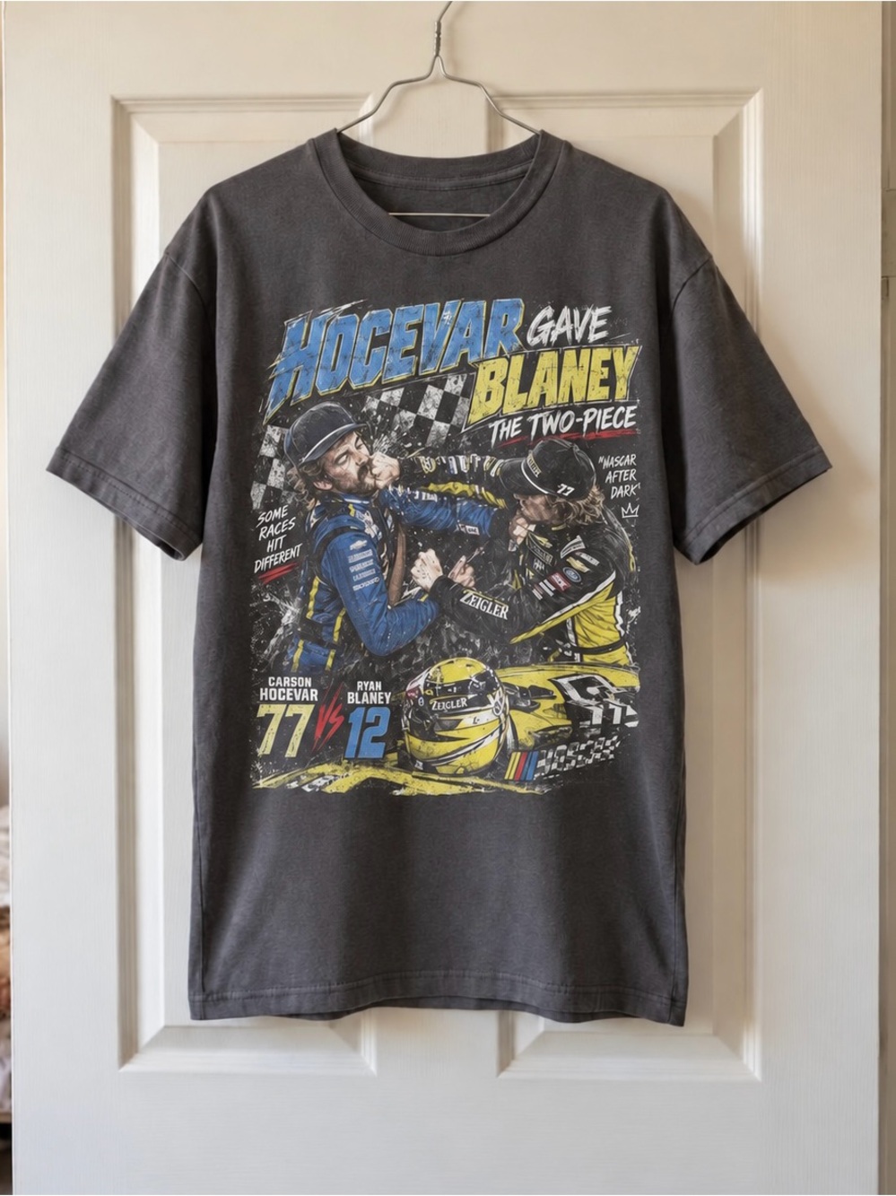 Charcoal Gildan Hocevar Blaney NASCAR Fight Womens Tee